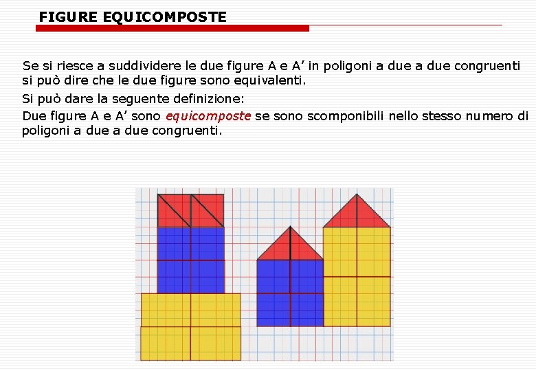 FIGURE EQUICOMPOSTE Se si riesce a suddividere le due figure A e A’ in