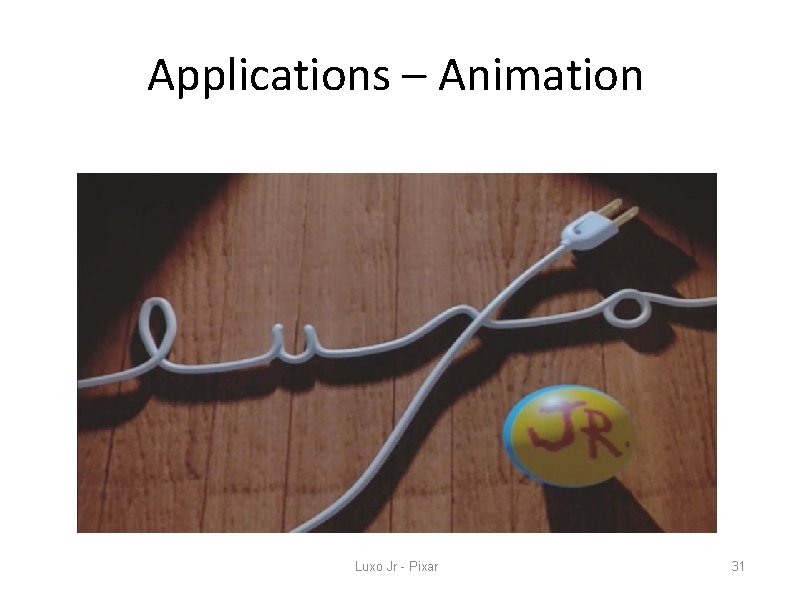 Applications – Animation Luxo Jr - Pixar 31 