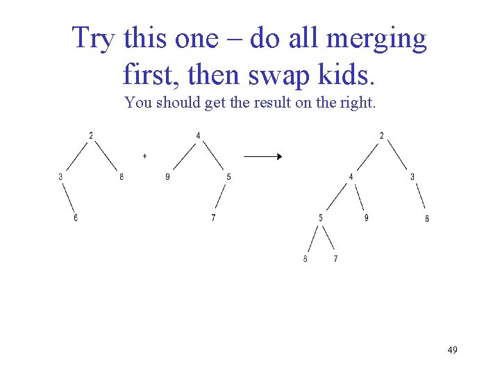 Try this one – do all merging first, then swap kids. You should get