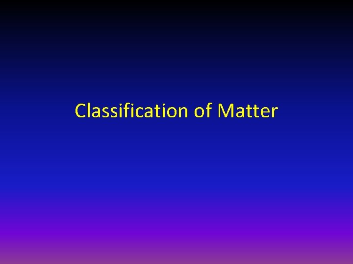 Classification of Matter 