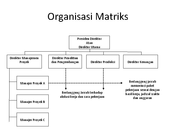 Organisasi Matriks Presiden Direktur Atau Direktur Utama Direktur Manajemen Proyek Direktur Penelitian dan Pengembangan