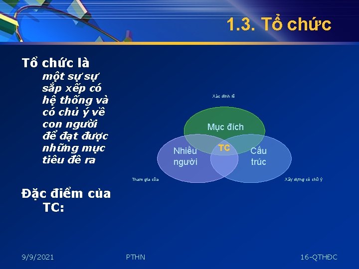 1. 3. Tổ chức là một sự sự sắp xếp có hệ thống và