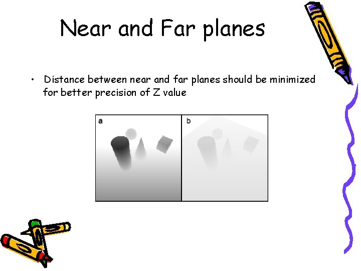 Near and Far planes • Distance between near and far planes should be minimized