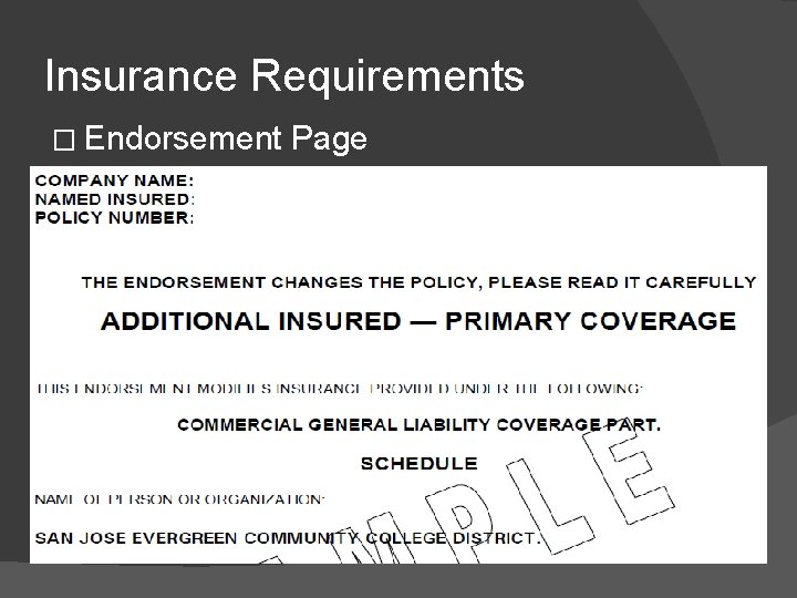 Insurance Requirements � Endorsement � Page 