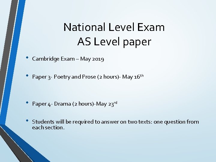 National Level Exam AS Level paper • Cambridge Exam – May 2019 • Paper