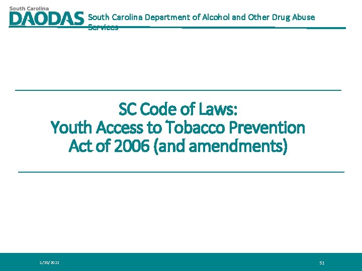 South Carolina Department of Alcohol and Other Drug Abuse Services SC Code of Laws: South Carolina Department of Alcohol and Other Drug Abuse Services SC Code of Laws: