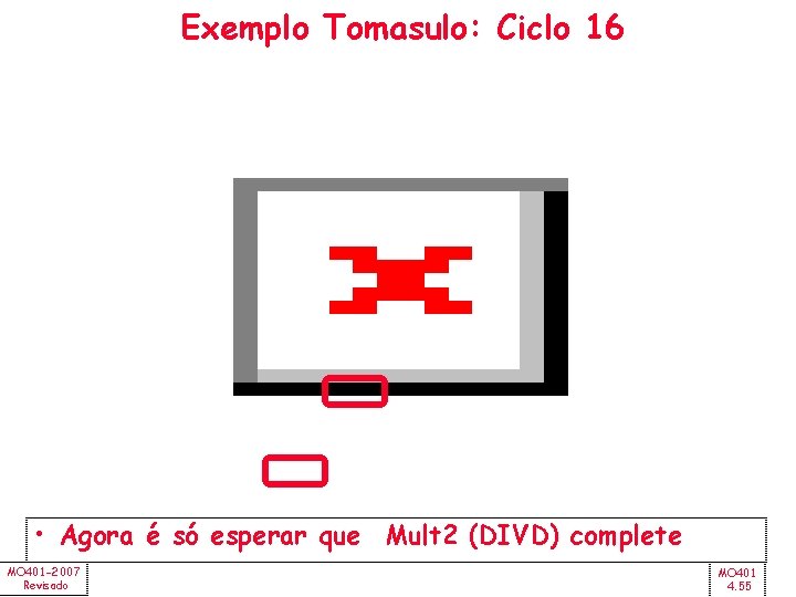 Exemplo Tomasulo: Ciclo 16 • Agora é só esperar que Mult 2 (DIVD) complete