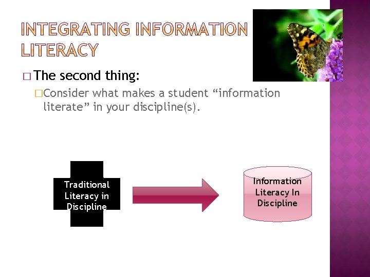 � The second thing: �Consider what makes a student “information literate” in your discipline(s).