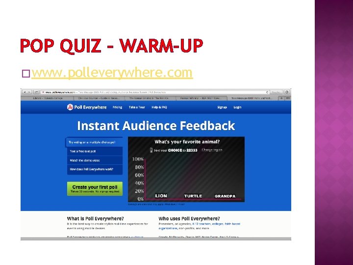 POP QUIZ – WARM-UP � www. polleverywhere. com 