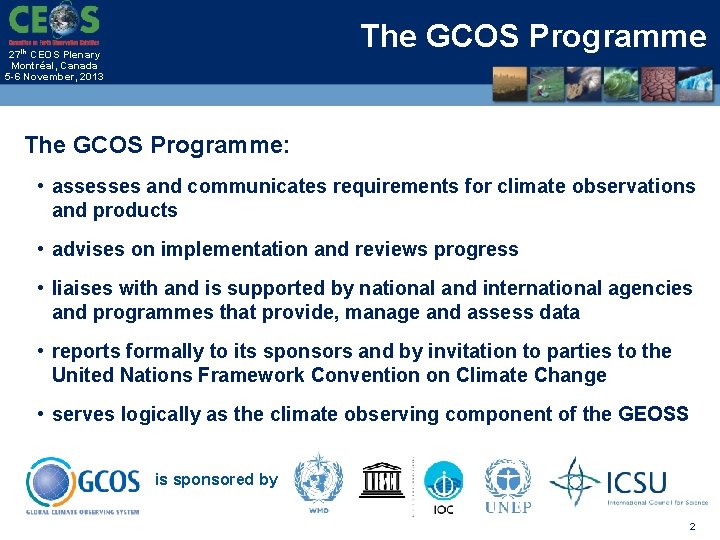 Update from the Global Climate Observing System Agenda