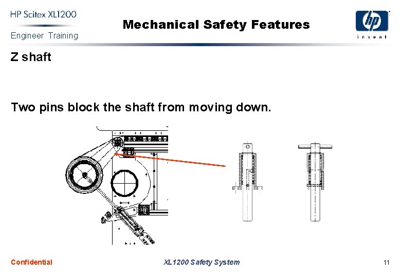 Engineer Training Mechanical Safety Features Z shaft Two pins block the shaft from moving