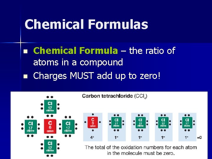 Chemical Formulas n n Chemical Formula – the ratio of atoms in a compound