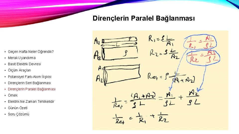 Dirençlerin Paralel Bağlanması • Geçen Hafta Neler Öğrendik? • Merak Uyandırma • Basit Elektrik