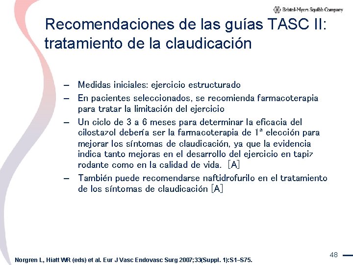 Recomendaciones de las guías TASC II: tratamiento de la claudicación – Medidas iniciales: ejercicio