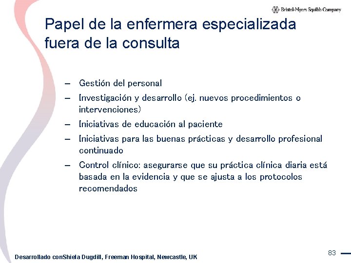 Papel de la enfermera especializada fuera de la consulta – Gestión del personal –