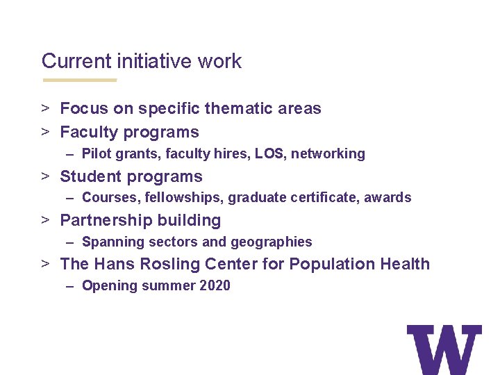 Current initiative work > Focus on specific thematic areas > Faculty programs – Pilot