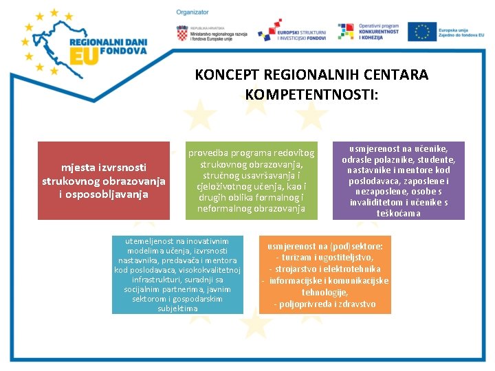 KONCEPT REGIONALNIH CENTARA KOMPETENTNOSTI: mjesta izvrsnosti strukovnog obrazovanja i osposobljavanja provedba programa redovitog strukovnog