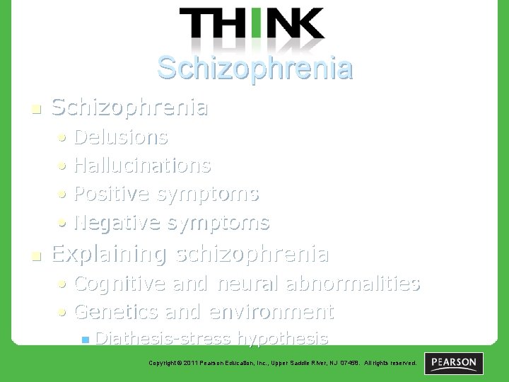 Schizophrenia n Schizophrenia • Delusions • Hallucinations • Positive symptoms • Negative symptoms n