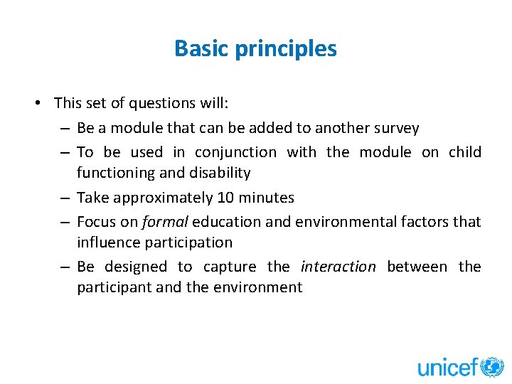 Basic principles • This set of questions will: – Be a module that can