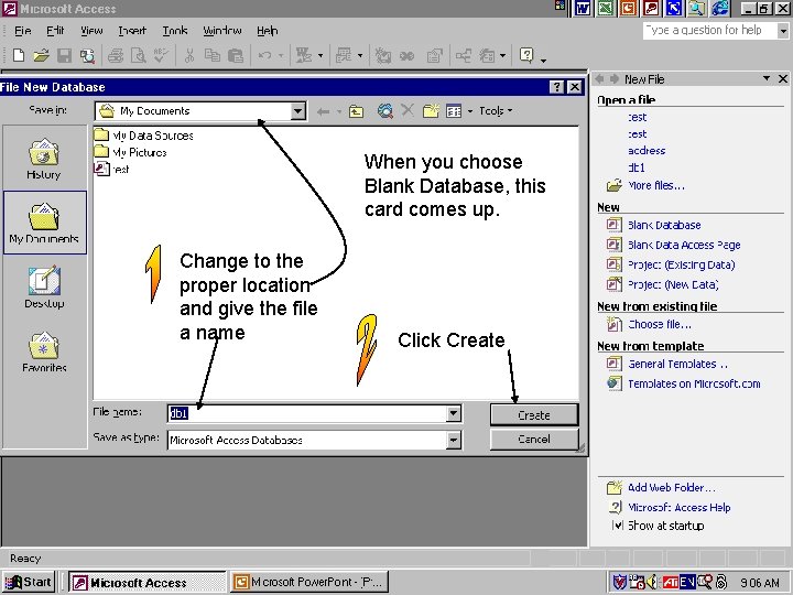 When you choose Blank Database, this card comes up. Change to the proper location