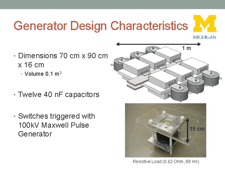 Generator Design Characteristics 1 m • Dimensions 70 cm x 90 cm x 16