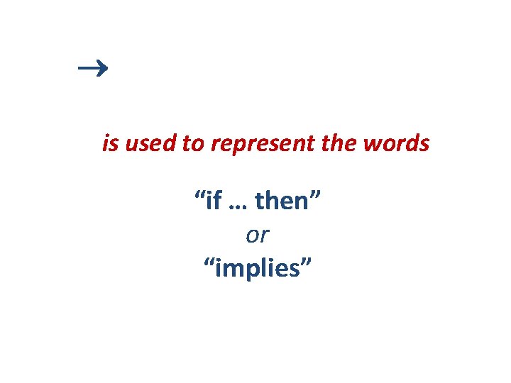 is used to represent the words “if … then” or “implies” is used to represent the words “if … then” or “implies”