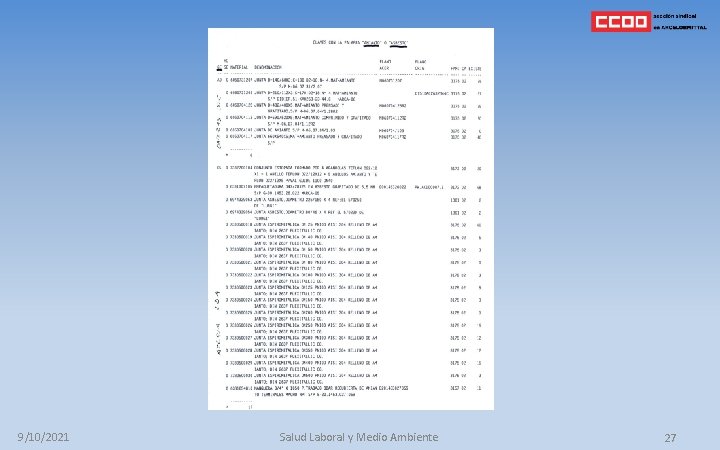 9/10/2021 Salud Laboral y Medio Ambiente 27 