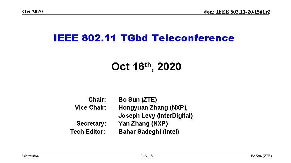 Oct 2020 doc. : IEEE 802. 11 -20/1561 r 2 IEEE 802. 11 TGbd