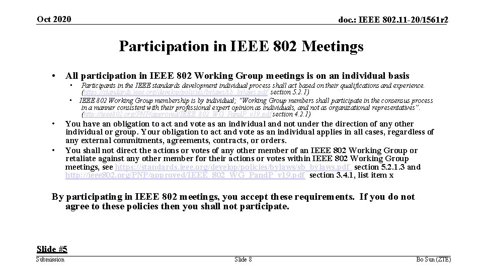 Oct 2020 doc. : IEEE 802. 11 -20/1561 r 2 Participation in IEEE 802