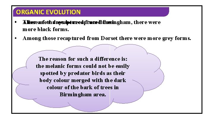 ORGANIC EVOLUTION • • Those recaptured from Birmingham, there were After amoths few days