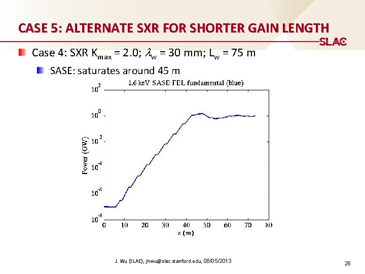 CASE 5: ALTERNATE SXR FOR SHORTER GAIN LENGTH Case 4: SXR Kmax = 2.