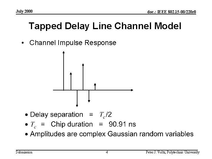 July 2000 doc. : IEEE 802. 15 -00/220 r 0 Tapped Delay Line Channel