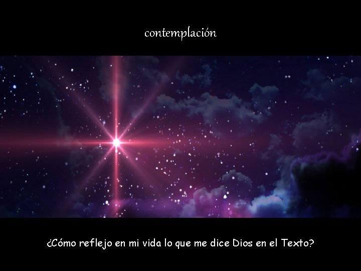 contemplación ¿Cómo reflejo en mi vida lo que me dice Dios en el Texto?