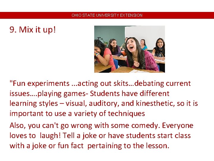 OHIO STATE UNIVERSITY EXTENSION 9. Mix it up! "Fun experiments. . . acting out OHIO STATE UNIVERSITY EXTENSION 9. Mix it up! "Fun experiments. . . acting out
