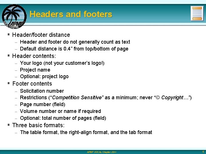 Headers and footers § Header/footer distance Header and footer do not generally count as