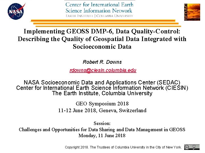 Implementing GEOSS DMP-6, Data Quality-Control: Describing the Quality of Geospatial Data Integrated with Socioeconomic