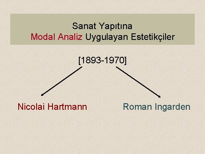 Sanat Yapıtına Modal Analiz Uygulayan Estetikçiler [1893 -1970] Nicolai Hartmann Roman Ingarden 