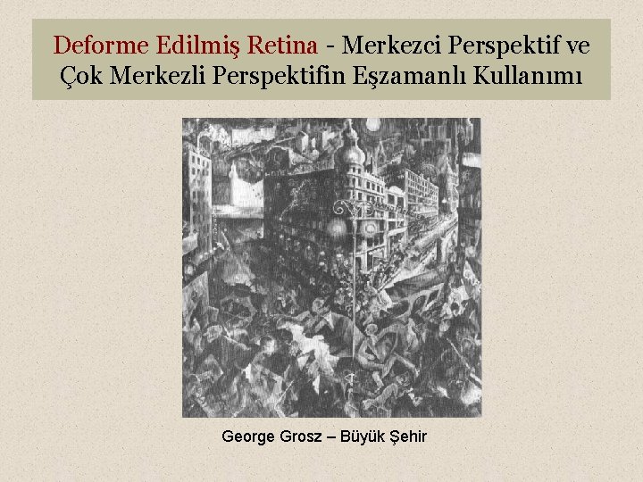 Deforme Edilmiş Retina - Merkezci Perspektif ve Çok Merkezli Perspektifin Eşzamanlı Kullanımı George Grosz
