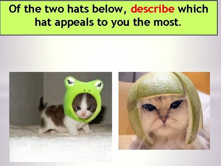 Of the two hats below, describe which hat appeals to you the most. 