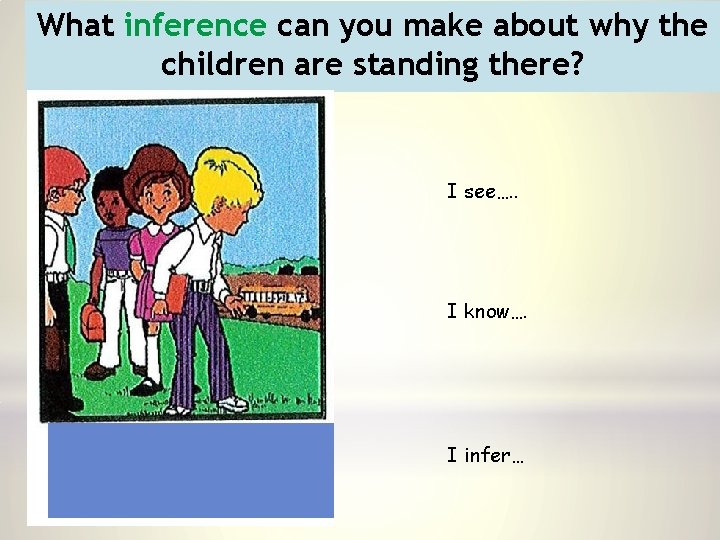 What inference can you make about why the children are standing there? I see….