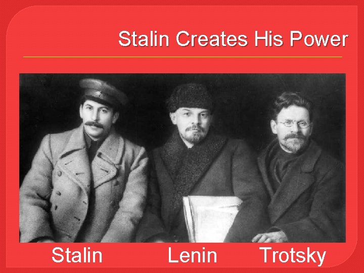 Stalin Creates His Power Stalin Lenin Trotsky 