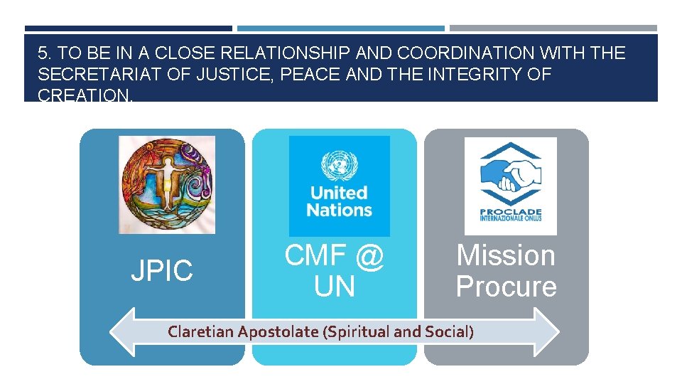 5. TO BE IN A CLOSE RELATIONSHIP AND COORDINATION WITH THE SECRETARIAT OF JUSTICE,