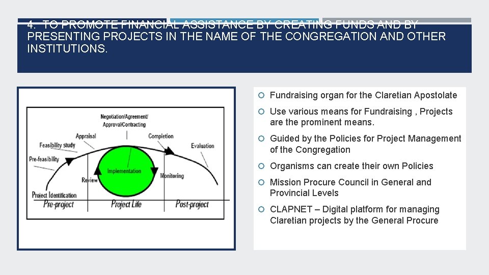 4. TO PROMOTE FINANCIAL ASSISTANCE BY CREATING FUNDS AND BY PRESENTING PROJECTS IN THE