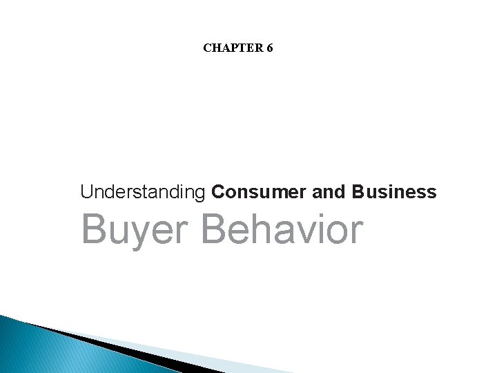 CHAPTER 6 Understanding Consumer and Business Buyer Behavior 