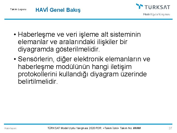 Takim Logosu HAVİ Genel Bakış • Haberleşme ve veri işleme alt sisteminin elemanlar ve