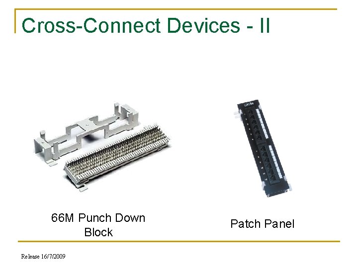 Cross-Connect Devices - II 66 M Punch Down Block Release 16/7/2009 Patch Panel 