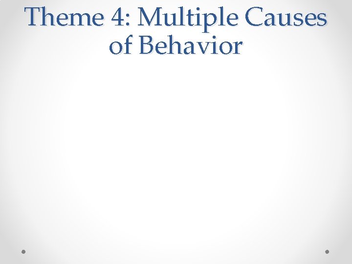Theme 4: Multiple Causes of Behavior 