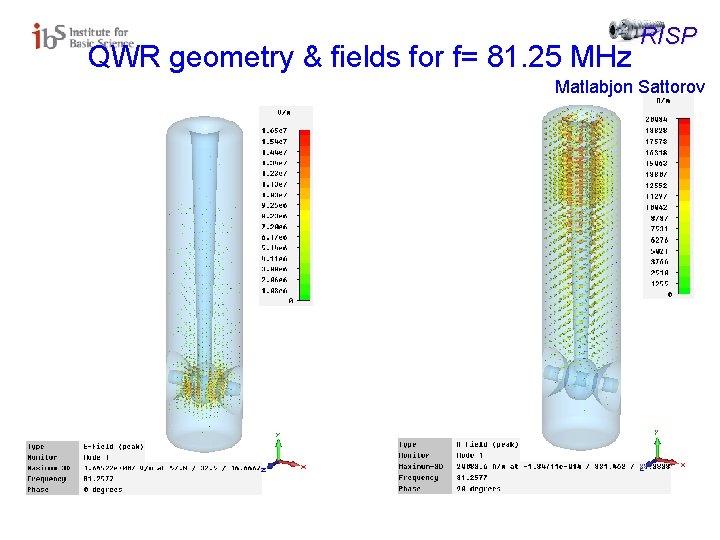 QWR geometry & fields for f= 81. 25 MHz RISP Matlabjon Sattorov 