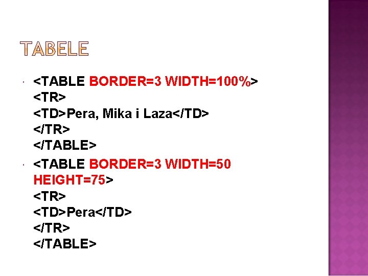  <TABLE BORDER=3 WIDTH=100%> <TR> <TD>Pera, Mika i Laza</TD> </TR> </TABLE> <TABLE BORDER=3 WIDTH=50