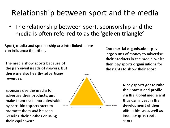 Relationship between sport and the media • The relationship between sport, sponsorship and the